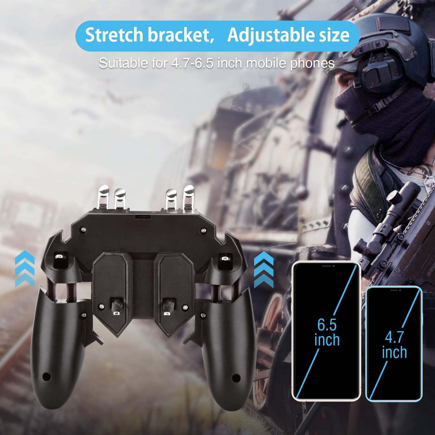Noymi | Gamer+ PUBG Gaming Trigger for Smartphone | 6 Finger Controller for Mobile | Works with Apple, Samsung, Vivo, Oppo, One Plus 4