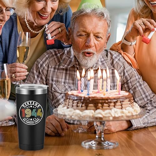 Miniatura 5 de Regalos de cumpleaños número 80 para hombres, mujeres y amigos, vaso de acero inoxidable de 20 onzas con aislamiento al vacío, vaso térmico de