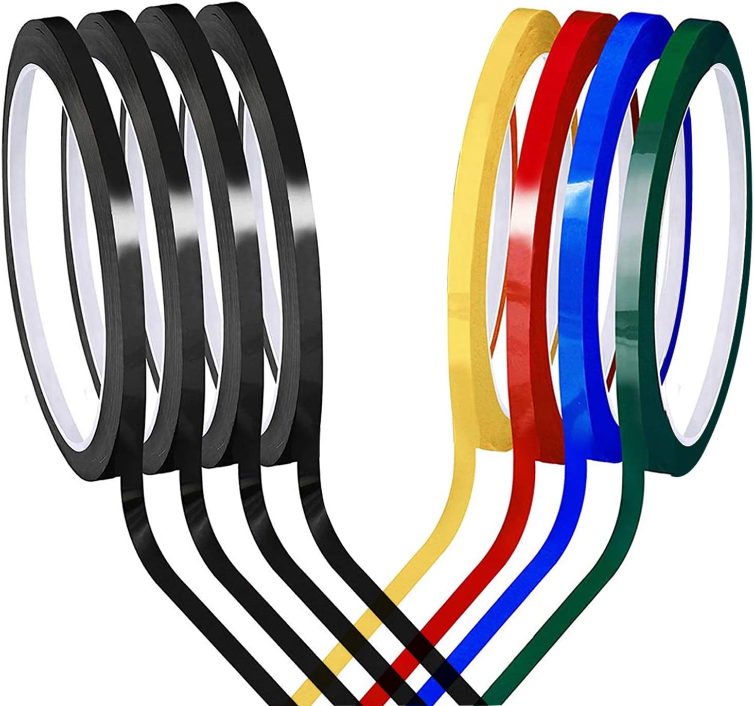 Whiteboard Tape Grid Marking Tape, KissDate 8 Pieces 3 mm Width Colored Self Adhesive Whiteboard Gridding Tape Chart Tape for Office Grid Marking