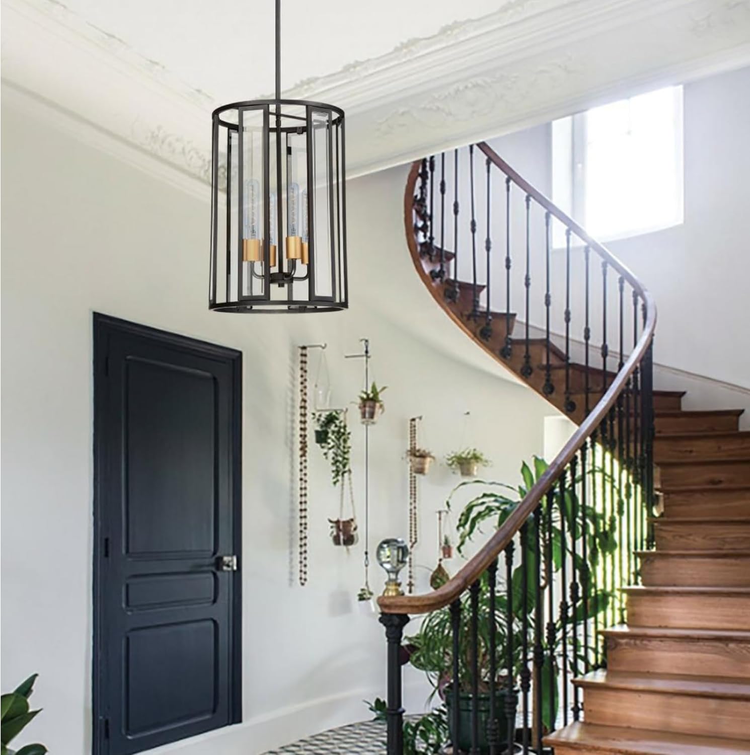 Satco S11523 LED Bulb, 6W (40W Eq), T9 Vintage Style, Flex Gray Straight Filament, 2700K Warm White, E26 Medium Base, Dimmable, Clear Glass, 500 Lumens, 120V, Enclosed Rated (12 Pack)