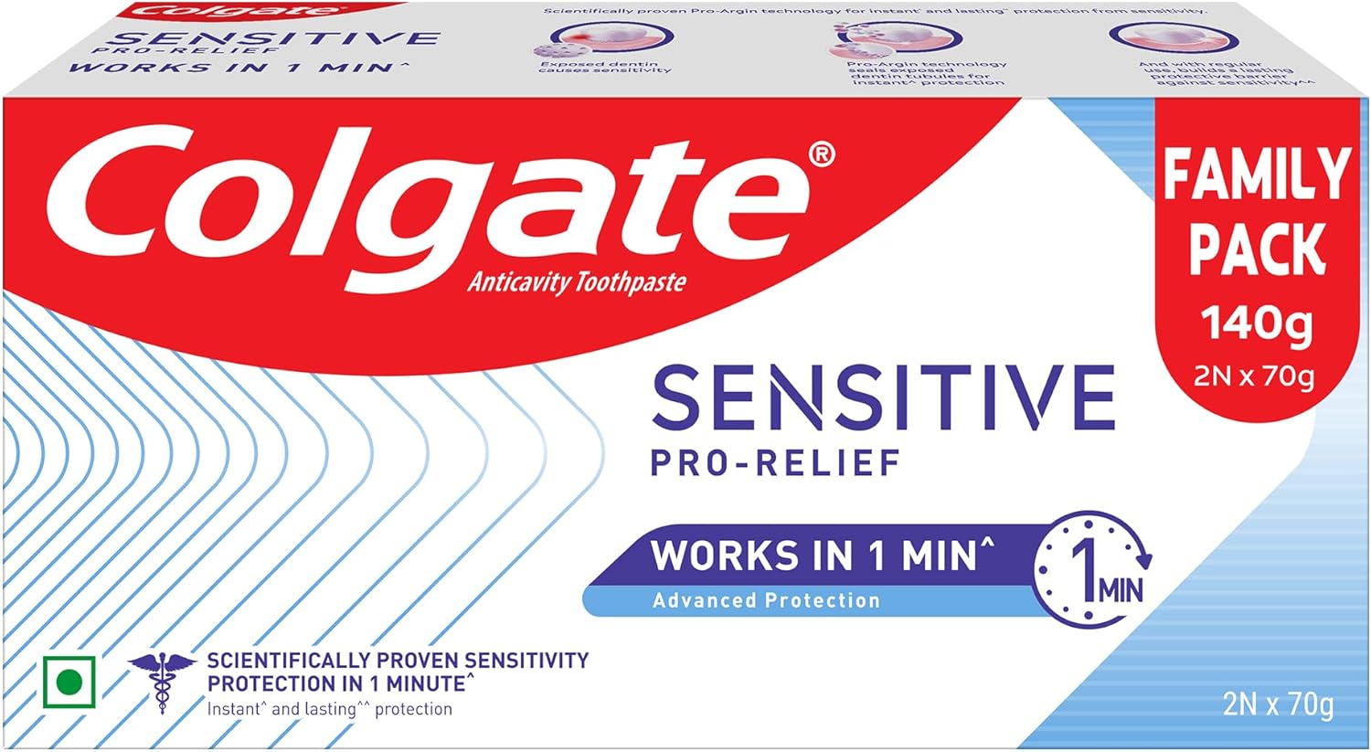 Colgate Sensitive Plus Toothpaste, with Pro Argin Formula for Sensitivity Relief, 140gm