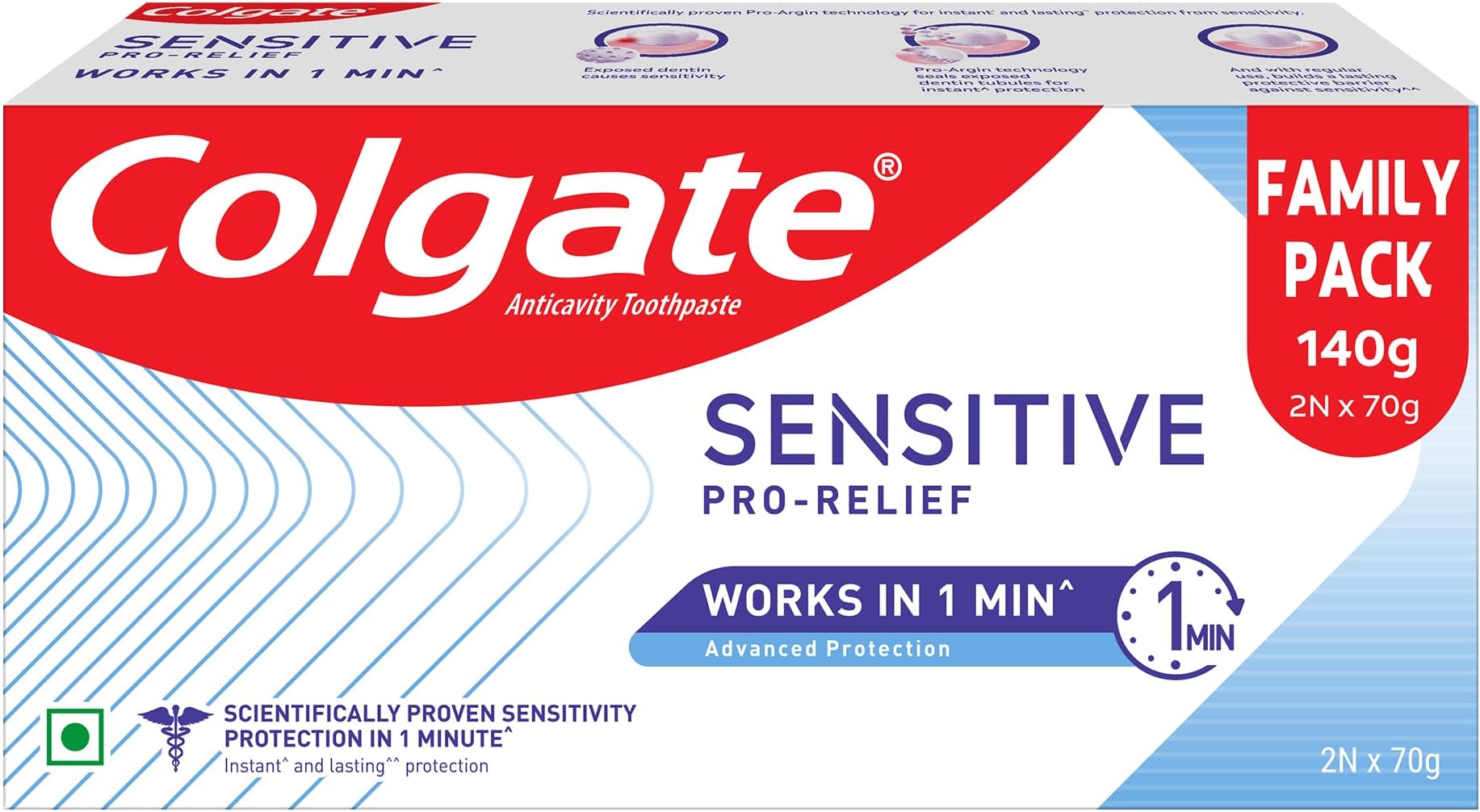 Sensitive Plus Toothpaste, With Pro Argin Formula for Sensitivity Relief, 140gm