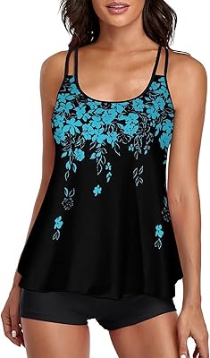 Urchics 2026 Women Two Piece Tankini Swimsuit Tummy Control Plus Size Long Torso Top and High Waisted Boyshorts Bathing Suits
