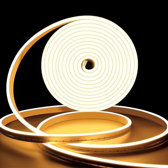GAABUTEMA Neon LED Strip Light 5m, Warm White Neon Flex 16.4ft/5m 12V, Cuttable Waterproof Silicone Neon Rope Light for Bedroom Indoors Outdoors Home Party Decor
