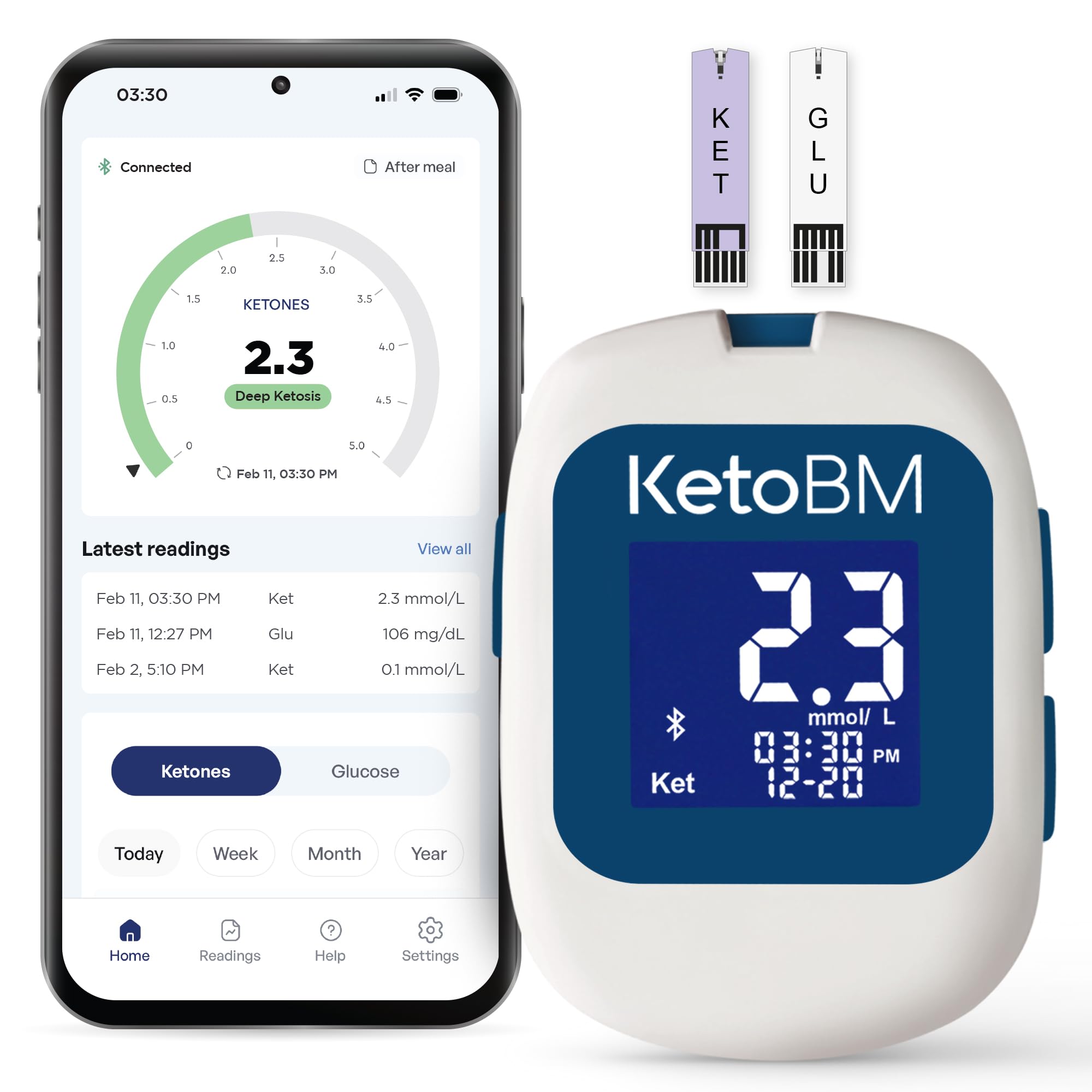 KetoBM Bluetooth glucose and ketone monitoring system with free app