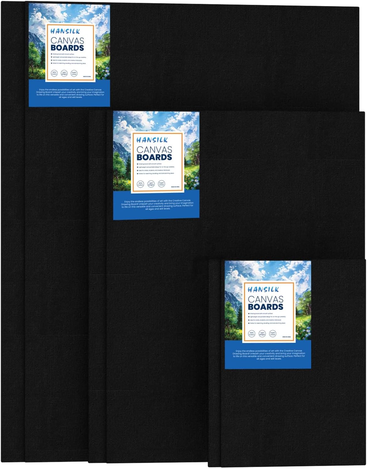 Black Canvases for Painting Pre Primed 100% Cotton White Blank Canvas Boards for Painting 5×7/9×12/12×16, Art Paint Canvas Panels for Acrylic Oil Watercolor Tempera Paints (Black, 5×7/9×12/12×16)