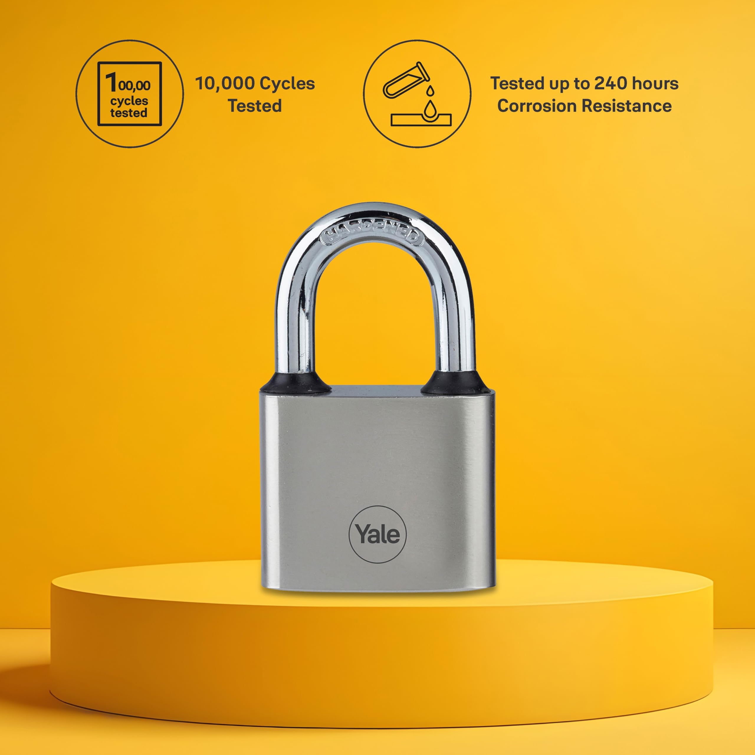 Yale Y112/40/132/1 Padlock for Main Gate 40mm Iron Disc Home Door Lock with 3 Retaining Keys | Hardened Steel Shackle Padlocks for Main Door | Lock and Keys Locks for Home (Silver Finish) — Amazon image 3