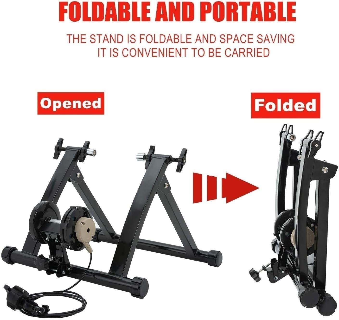 Rullo Allenatore Bicicletta Pieghevole per Cyclette da 26"-28" per Biciclette Mountain Bike, Allenatore di Biciclette con Freno Magnetico, Ciclismo a Casa, Carico Fino a 135 kg,Wireless,26 a 28" (Wi