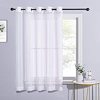 Vista 8 de NICETOWN Cortina transparente para puerta de patio, cortina vertical de gasa, panel de cortina extra ancho, tratamiento de ventana para puerta Blanco