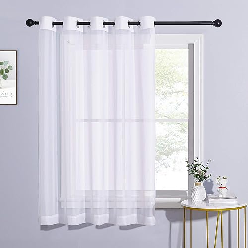 Miniatura 8 de NICETOWN Cortina transparente para puerta de patio, cortina vertical de gasa, panel de cortina extra ancho para puerta corrediza de vidrio (beige, 1