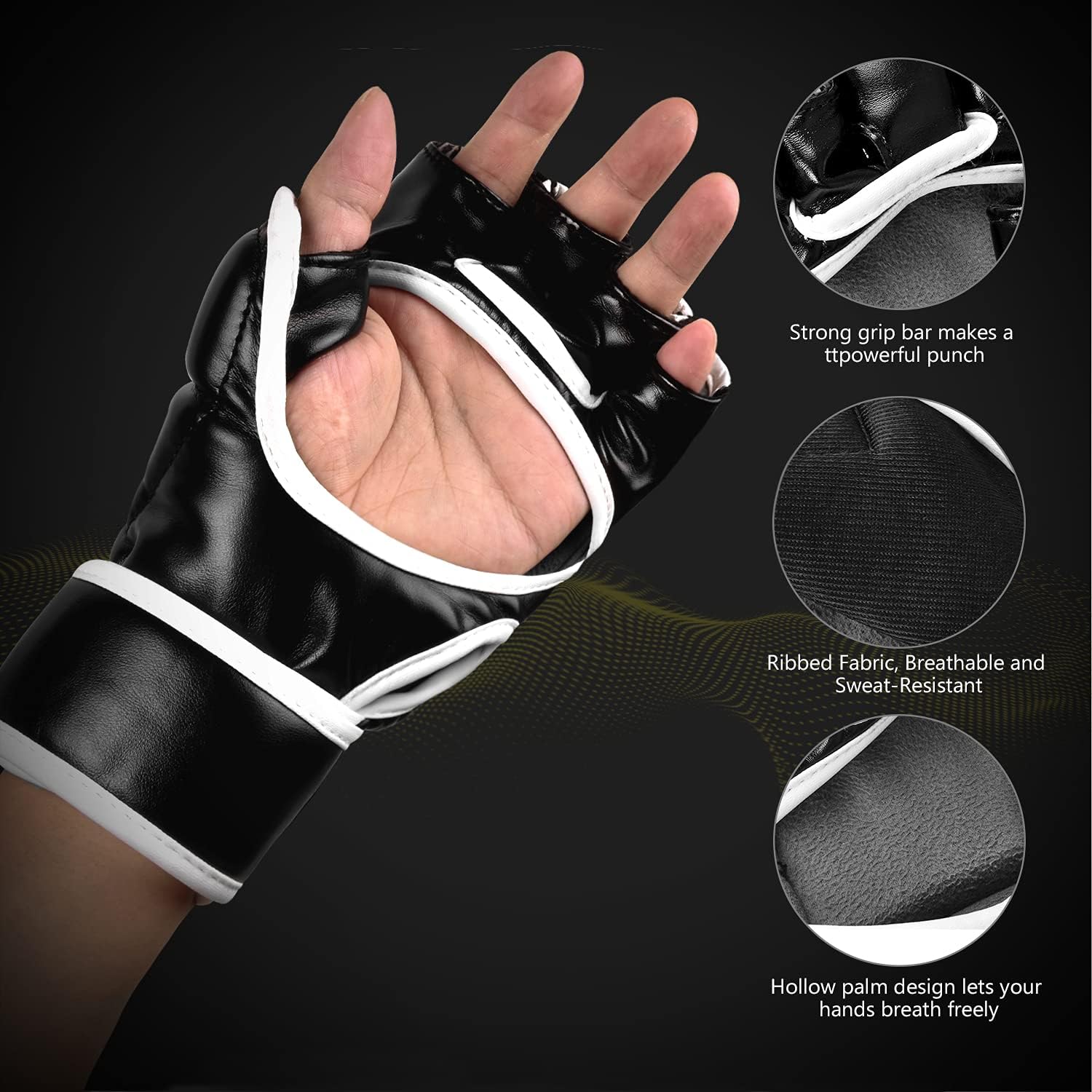 Xinluying MMA Gloves Martial Arts Grappling Sparring Punch Bag UFC Boxing Training Half Mitts for Men Women : Sports & Outdoors