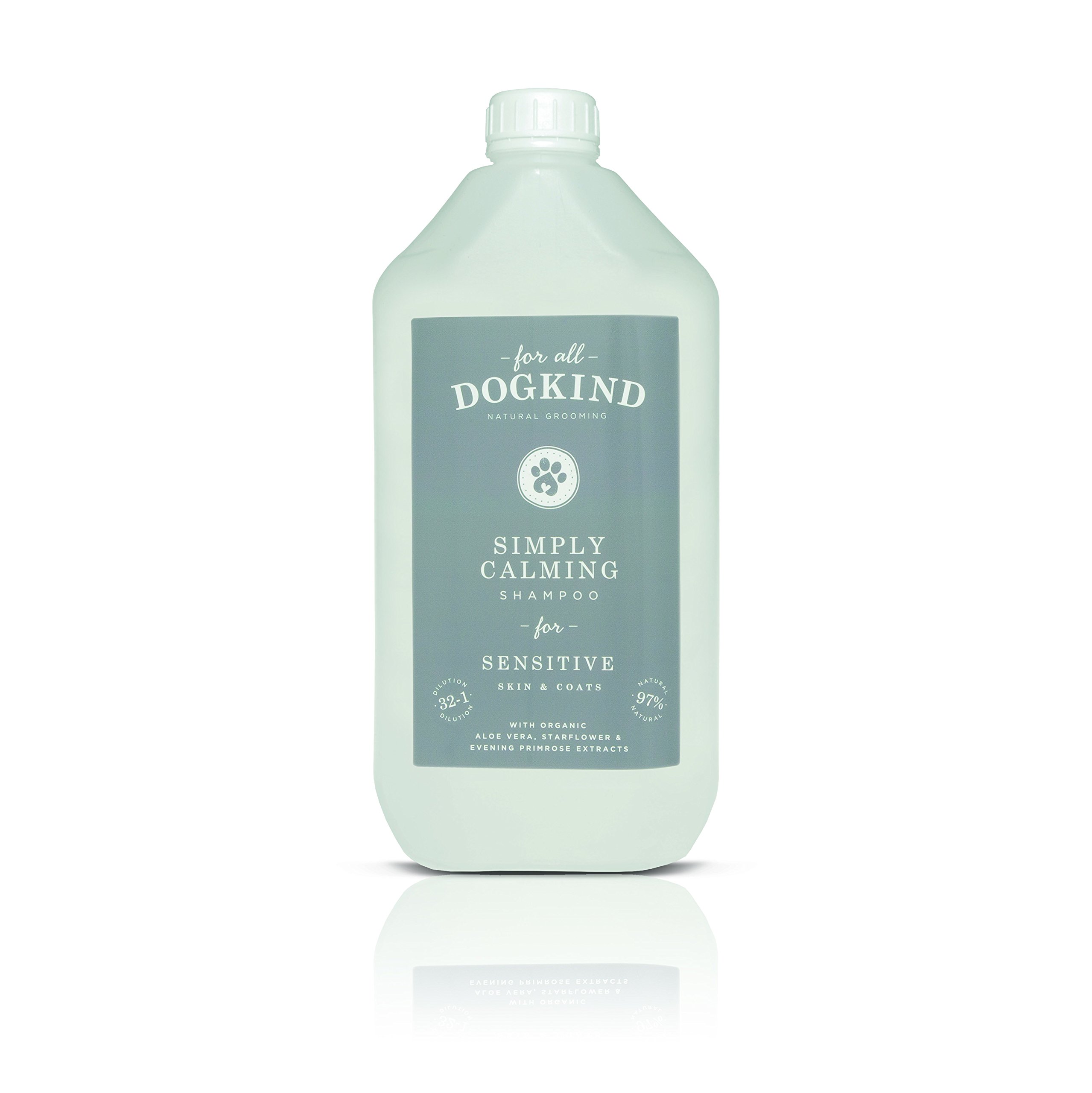 For All DogKind Simply Calming Dog Shampoo for Sensitive Skin and Coats, 97% Natural Ingredients, Ph Balanced, Fragrance-Free, Calming and Cleansing, Sensitive Dog Shampoo, 5L