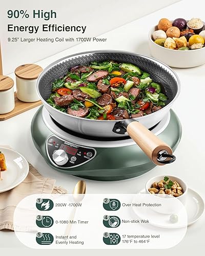 Miniatura 3 de Estufa de inducción, 1700W85V120V quemador portátil del wok de inducción para el uso de la cocinacomercialdel viaje