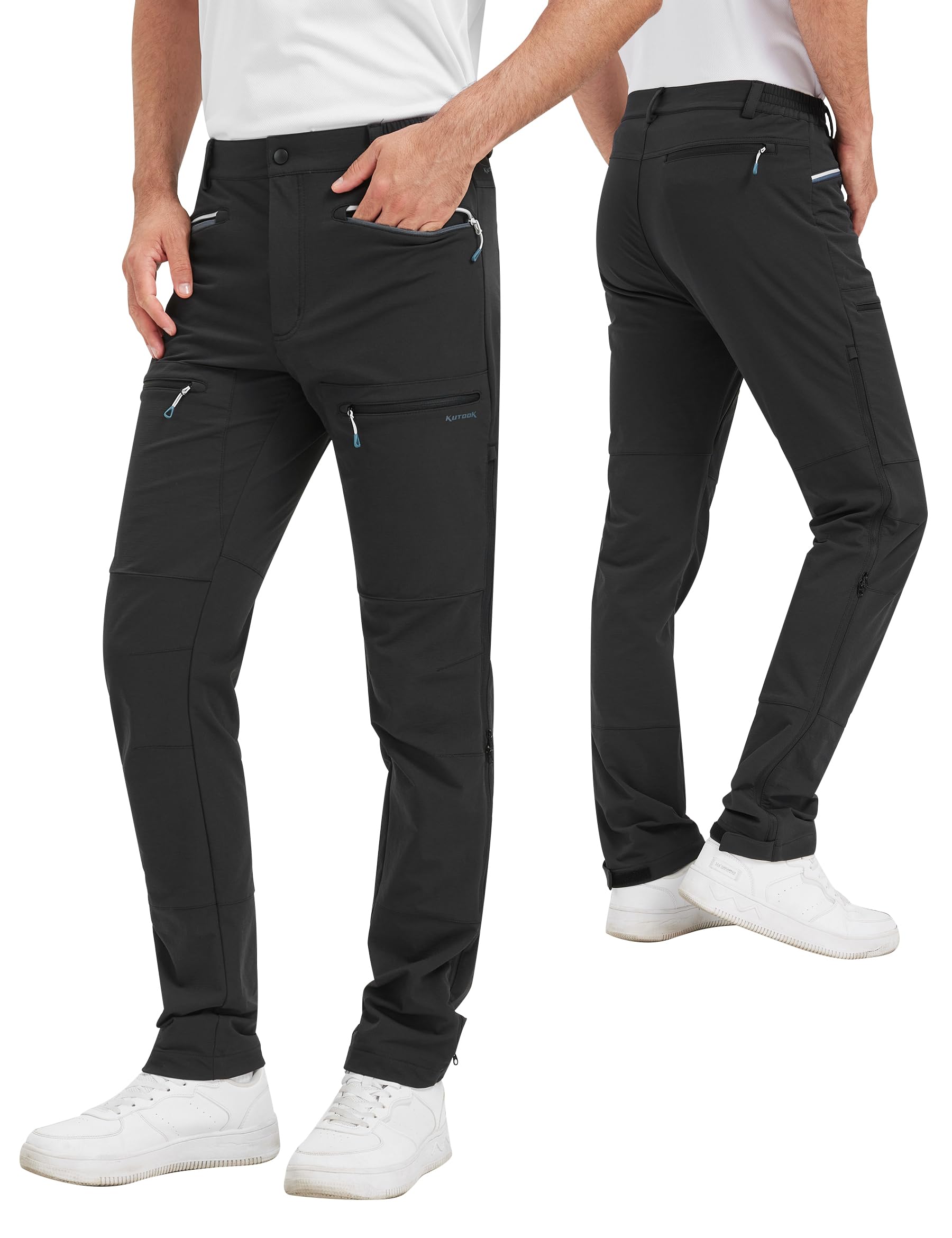 Pantaloni Softshell Invernali Uomo KUTOOK - Idrorepellenti, Antivento, Con Tasche Zip, Per Trekking E Lavoro