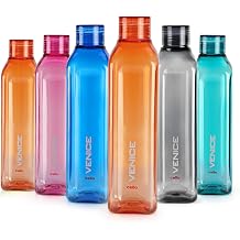 Cello Venice Plastic Water Bottle Set, 1 Litre, Set of 6, Assorted