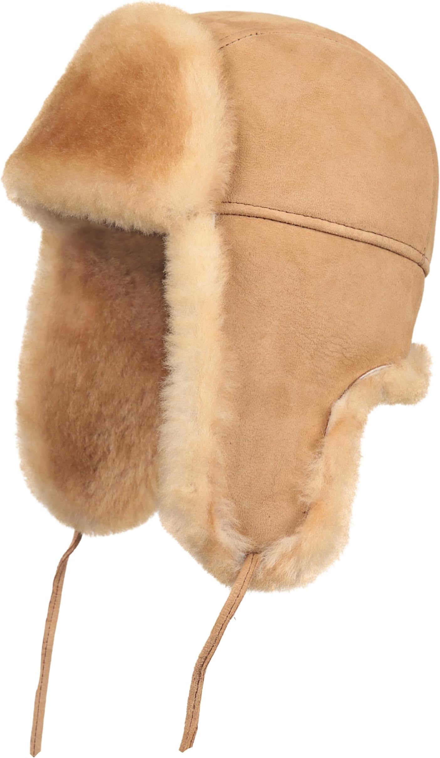 Leather Aviator Shearling Ushanka Trapper Hat Russian Sheepskin Cap Real Fur Winter Hat with Ear Flaps for Men Women