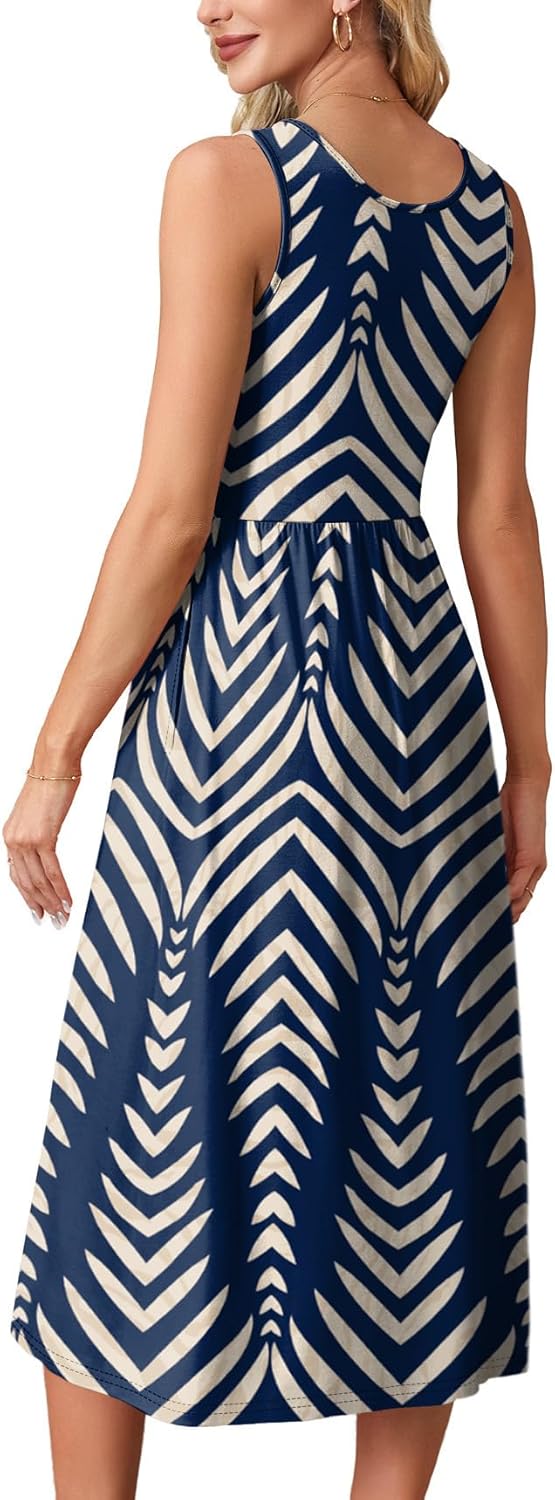 WIHOLL Summer Dresses for Women Flowy Casual Midi Dress Beach Vacation Sundresses with Pockets - Image 5