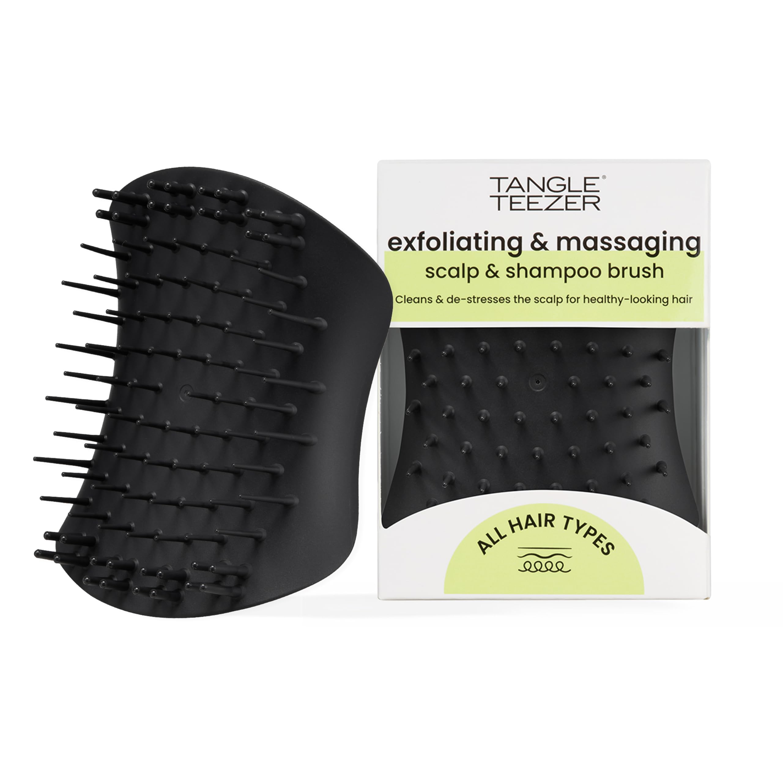 Tangle Teezer Scalp Exfoliator & Massager - Idealny do pielęgnacji włosów i detoksykacji skóry głowy - Usuwa brud i martwe komórki naskórka - Onyksowa czerń