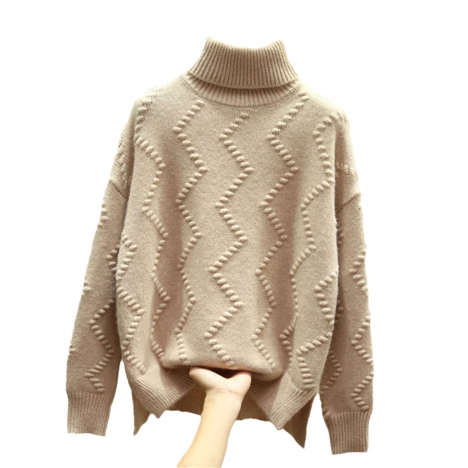 Maglione a collo alto da donna Autunno e Inverno Corto Lungo Allentato Imbottito Pullover