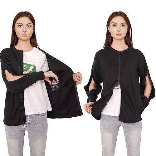 Dialysis Sweatshirts with Arm Zipper for Women, Mastectomy Shirts with