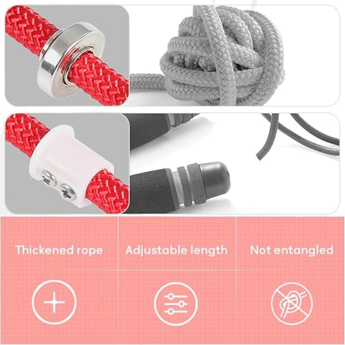 Miniatura 7 de Cuerda de saltar de 30 pies de largo para niños y adultos, cuerda de saltar holandesa doble, cuerdas de saltar ajustables con núcleo de cuerda