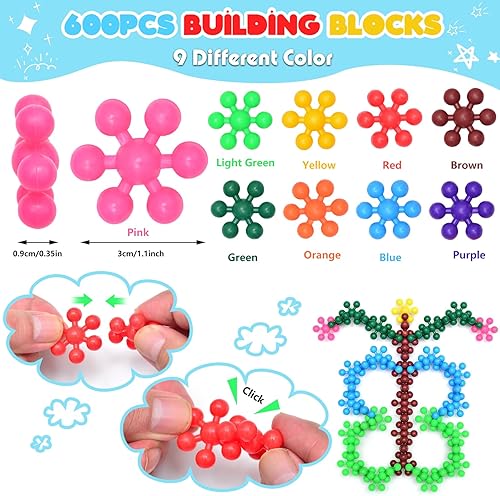 Miniatura 3 de Bloques de construcción para niños pequeños y niños, juguetes educativos de jardín de infantes, 600 piezas de juguete de bloques de construcción de