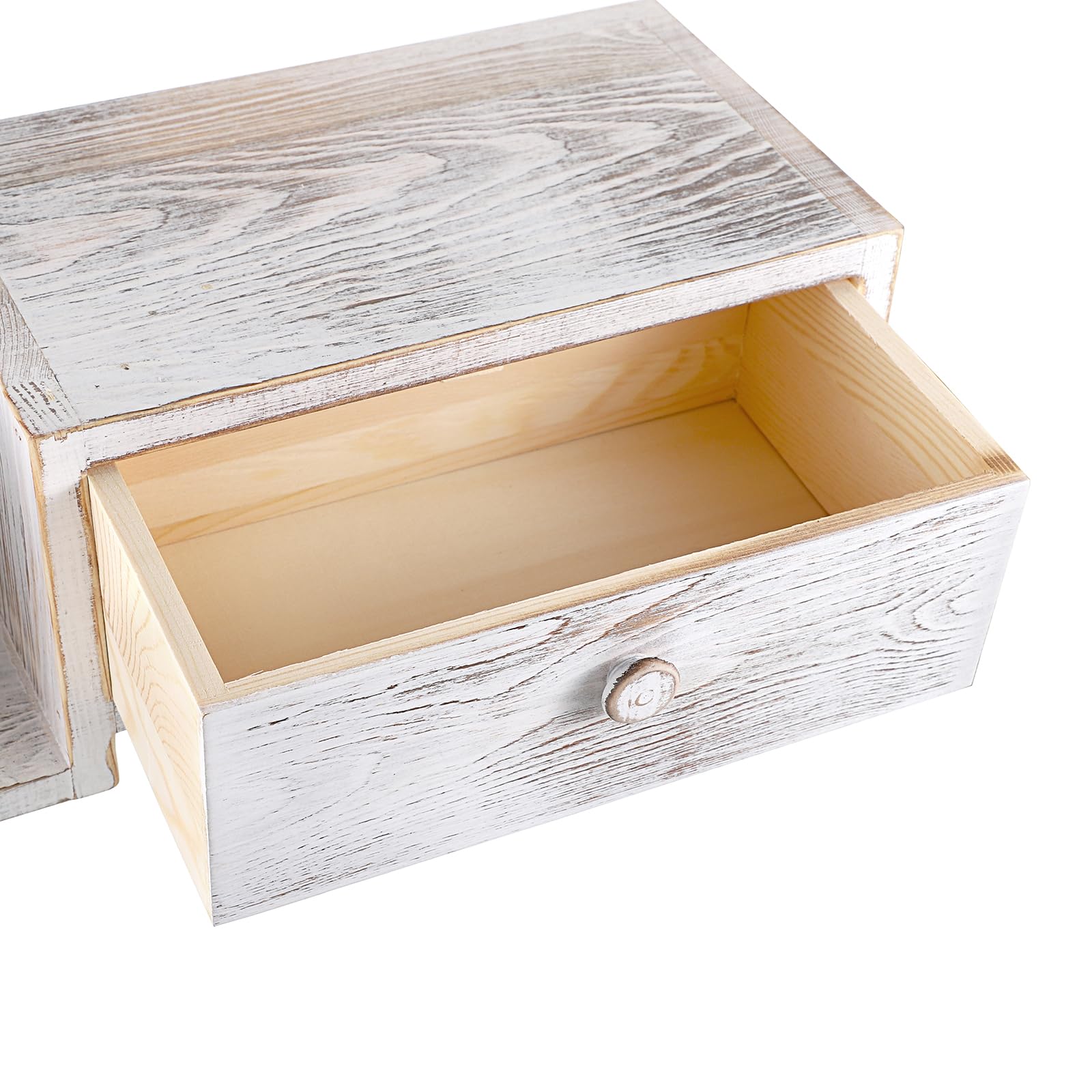 Portapapel higiénico de madera con cajón de almacenamiento, Portarrollos Papel Higiénico Estante de Pared para Cuarto de Baño, 37 x 17 x 14 cm, Color Blanco