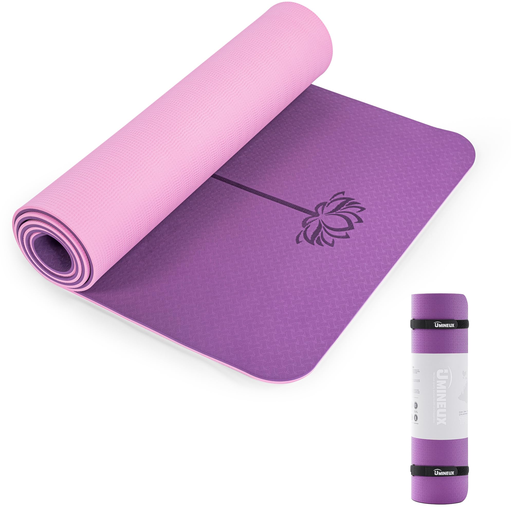 UMINEUX Esterilla de yoga extra gruesa de 0,62 cm y 7,62 cm, esterilla de yoga antideslizante para mujer, respetuosa con el medio ambiente, TPE, esterilla de fitness, con bolsa de transporte y bolsa