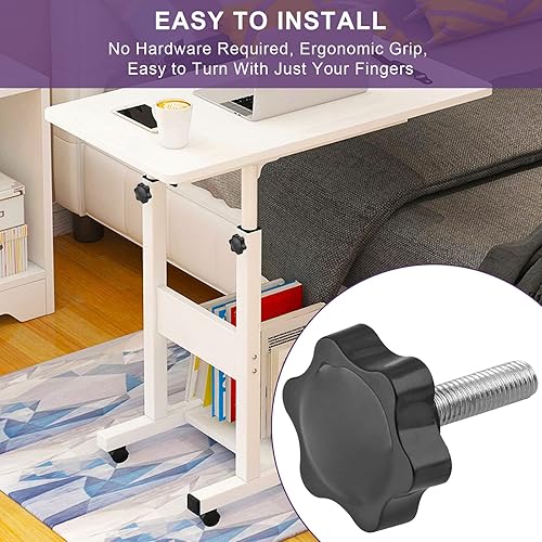 Miniatura 46 de Pomo de estrella de rosca M8 x 1.575 in, 4 unidades, mango de sujeción hexagonal de plástico, tornillo de apriete manual para reemplazo de base