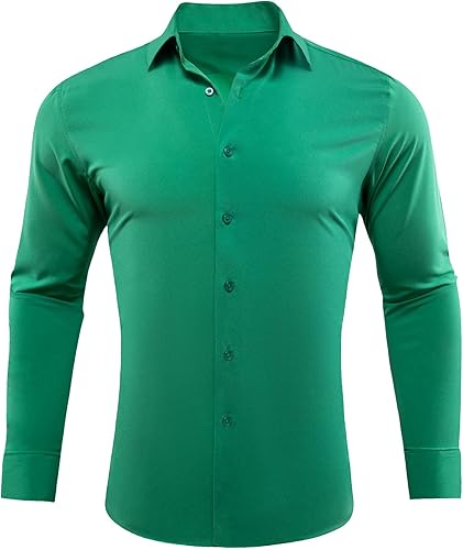 Miniatura 7 de Barry.Wang Camisas de vestir sólidas de manga larga para hombre, camisa formal, cuello alfiler, multicolor, negocios, casual, camisas con botones