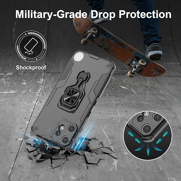 Funda para CMF Phone 2 Pro, Carcasa Antigolpes con Soporte anular metálico, Case Protectora de Grado Militar, Negro - 5