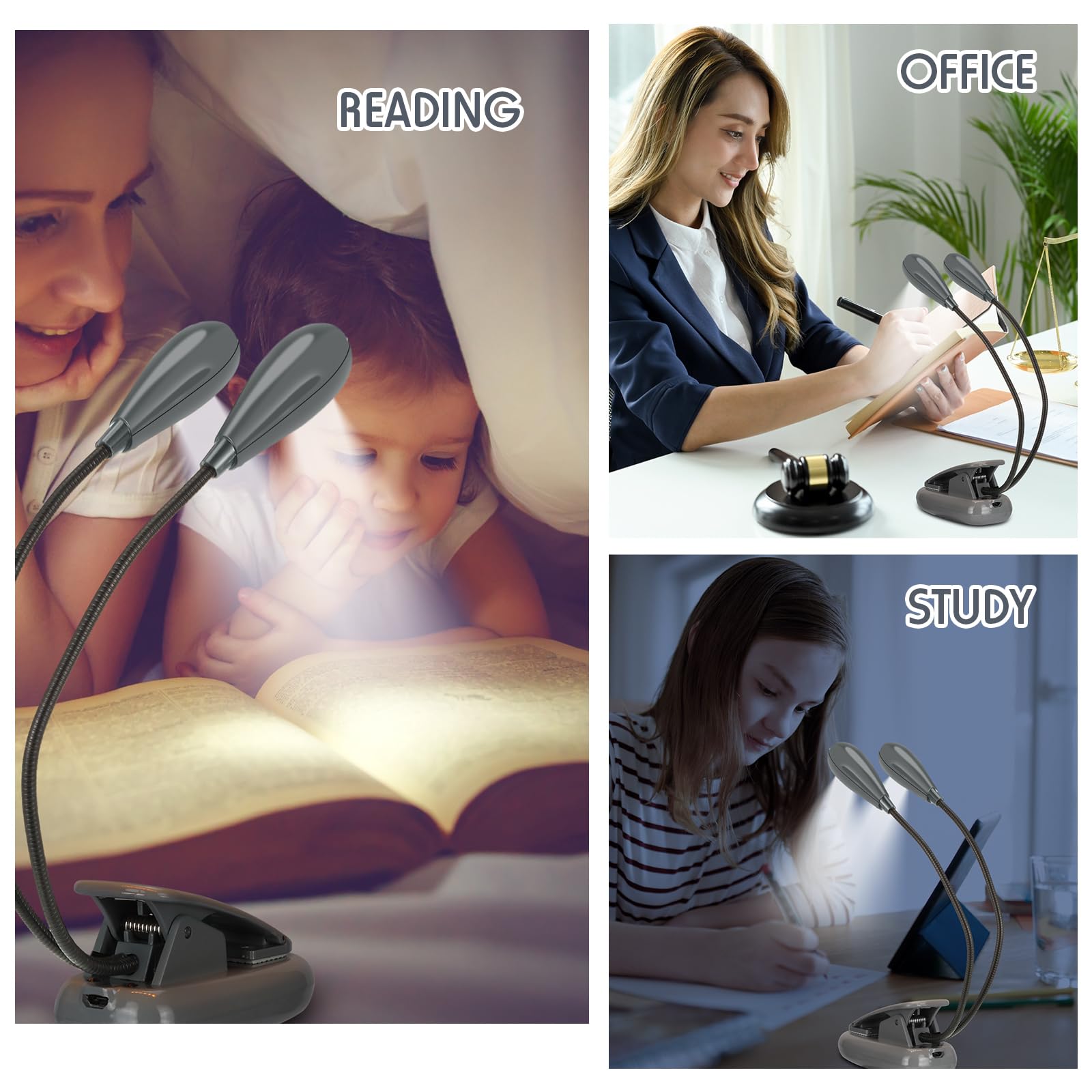 Retisee 6 luces LED de lectura con clip para soporte de música, funciona con pilas AAA, 3 niveles de brillo, ideal para músicos, pianistas, niños, batería AAA no incluida, gris plateado
