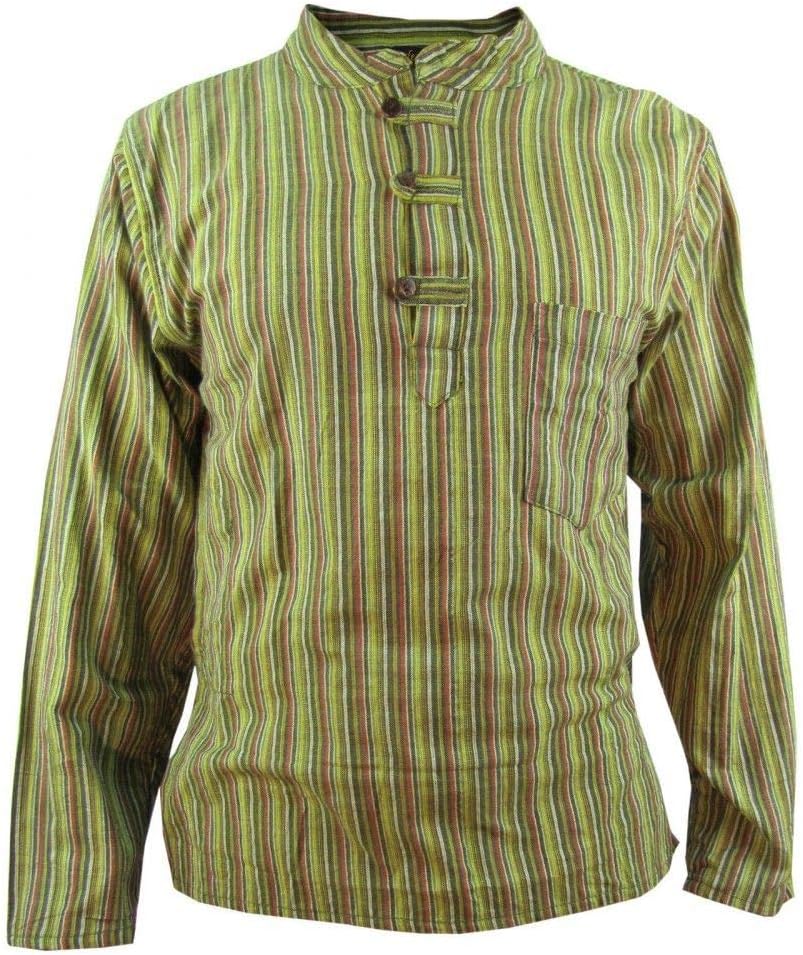 Gheri Men's Striped Cotton Light Grandad Shirt Kurtas