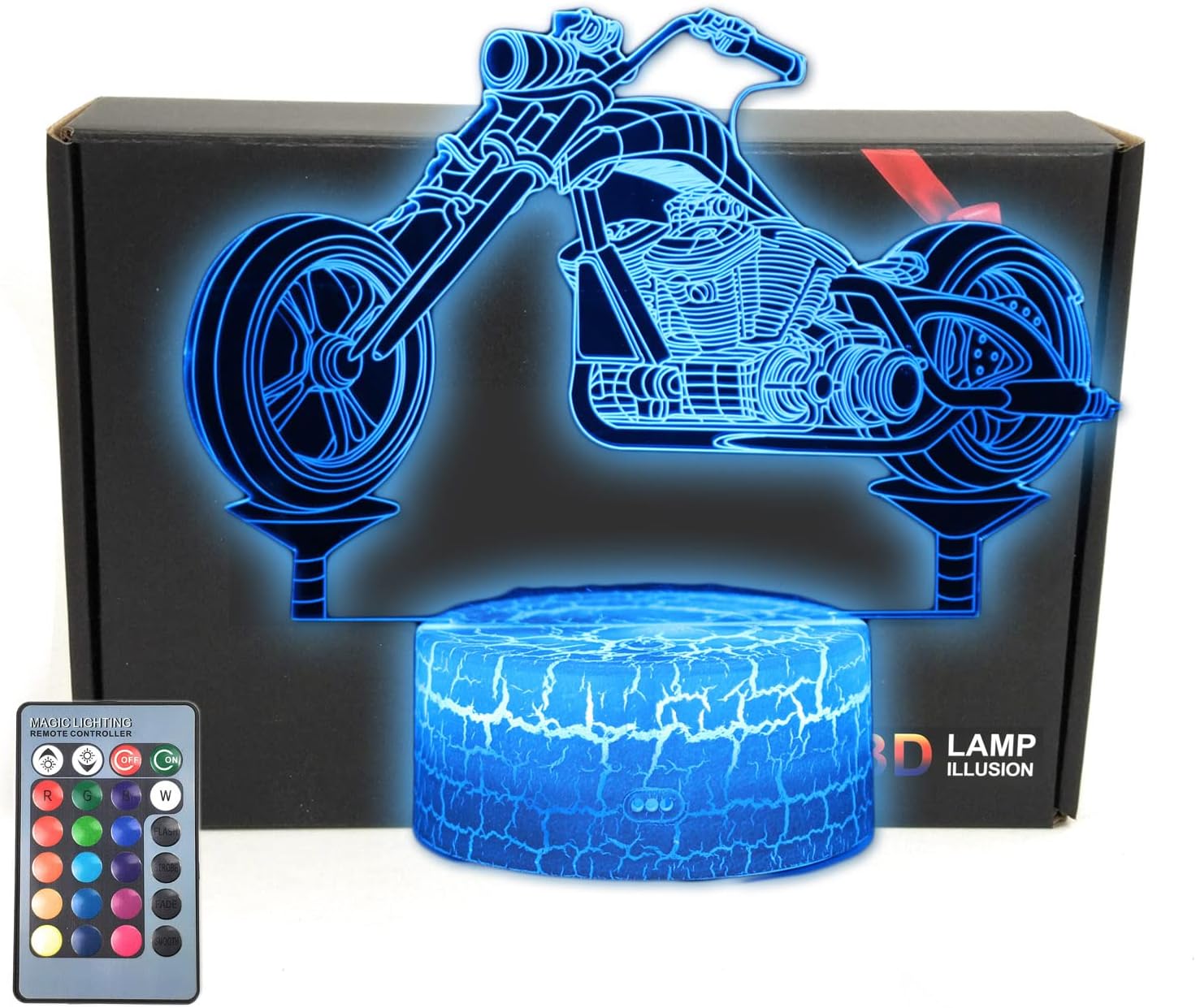 Motorbike 3D Illusion Lamp Motorcycle Bedroom Decorations Night Light