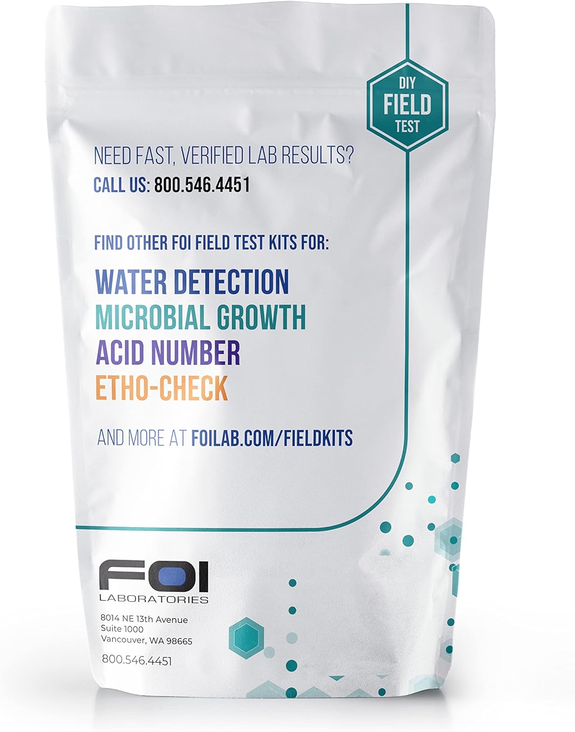 Microbial Detection in Diesel Fuel Kit, Field Test Kit for at-Home or in-Field Instant Results from FOI Labs | Easy Fuel Quality Checker for Diesel Tanks, Generators, and Equipment