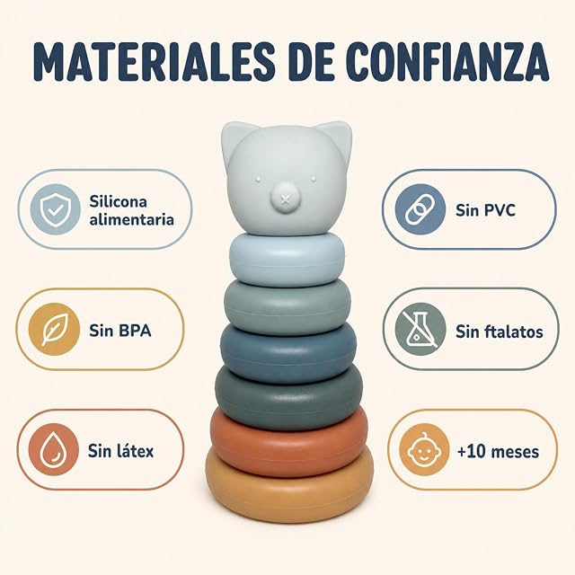 Foto 7 de 8 de Weibo - Oso Apilable de Silicona Alimentaria - Juguete Sensorial Montessori