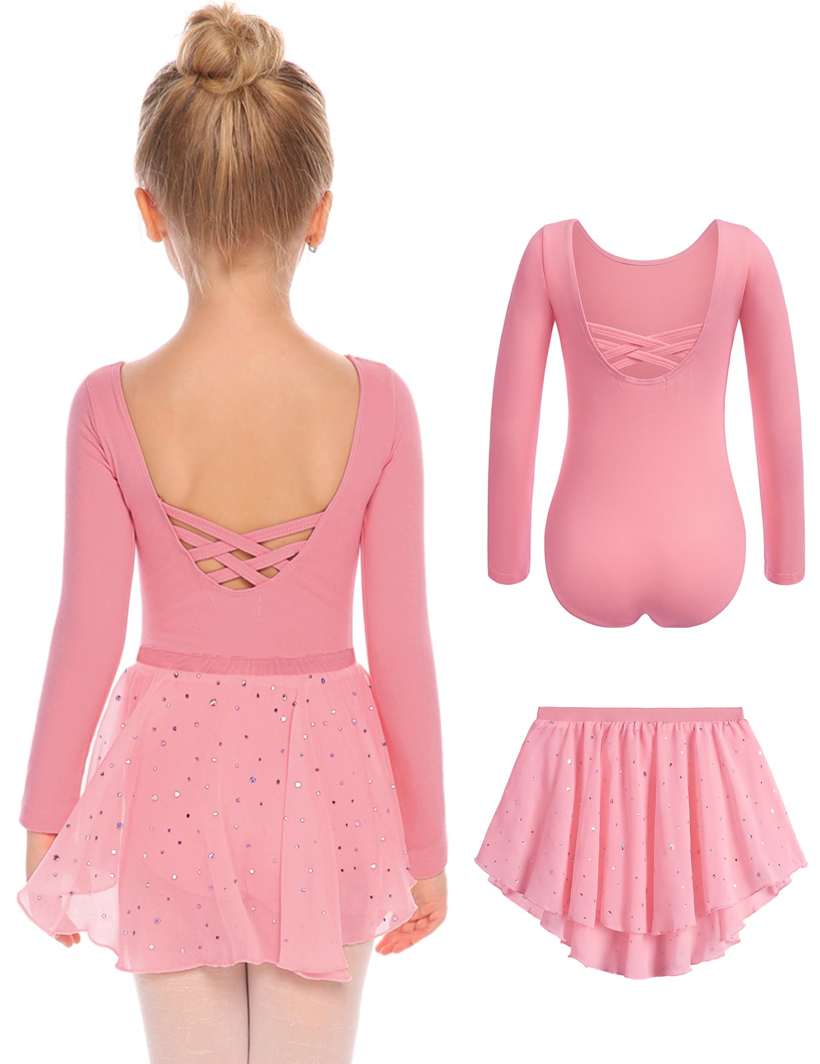 Zaclotre Girls Ballet Leotards Toddler Dance Dress Outfit with Skirt Combo