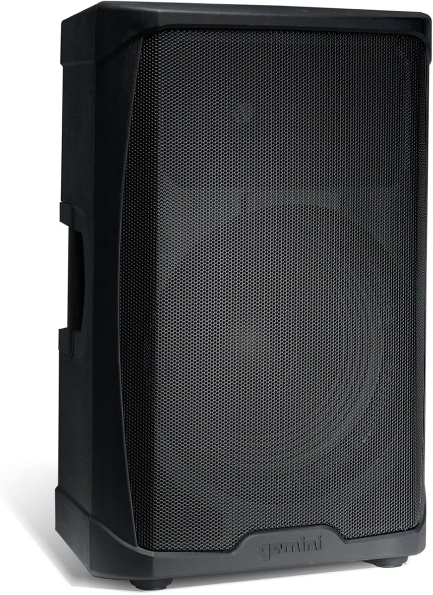 Gemini 15" Bluetooth PA Speaker, 600 Watts, 3-Ch Mixer (GD-215PRO) | 15" powered PA, 3-channel mixer - 2 XLR/1/4" mic, 2 guitar inputs - Bluetooth TWS link - mic included