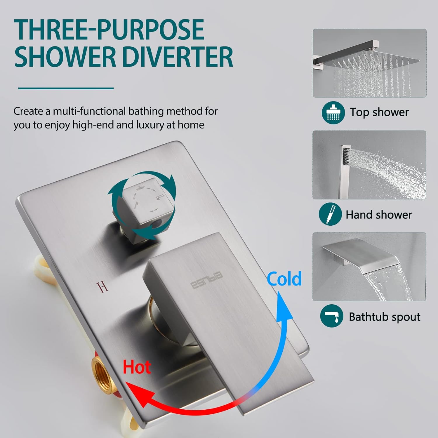 Buy Esnbia Tub Shower System Brushed Nickel, Shower Head with Handheld