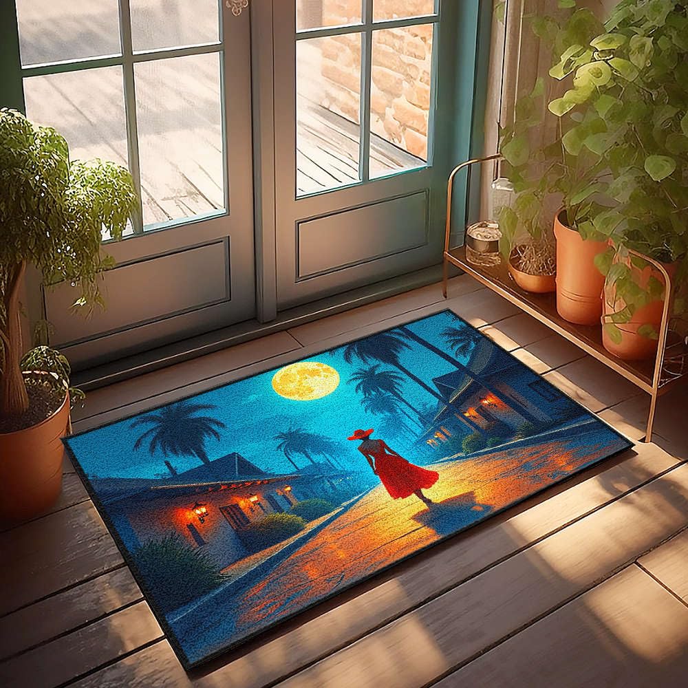 Tapis d'extérieur décoratif pleine lune 65x90 cm, le cadeau de pendaison de crémaillère idéal