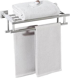 Alise Towel Rack,Towel Hanger Towel Shelf with Double Towel Bars for Bathroom Lavatory,16 Inch SUS 304 Stainless Steel Wall Mount Towel Holder,Polished Chrome