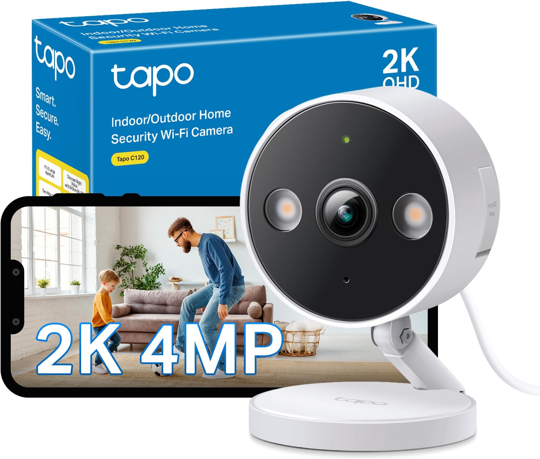 C120 2K 4MP Indoor Outdoor Security Camera Dual Spotlights CCTV Camera