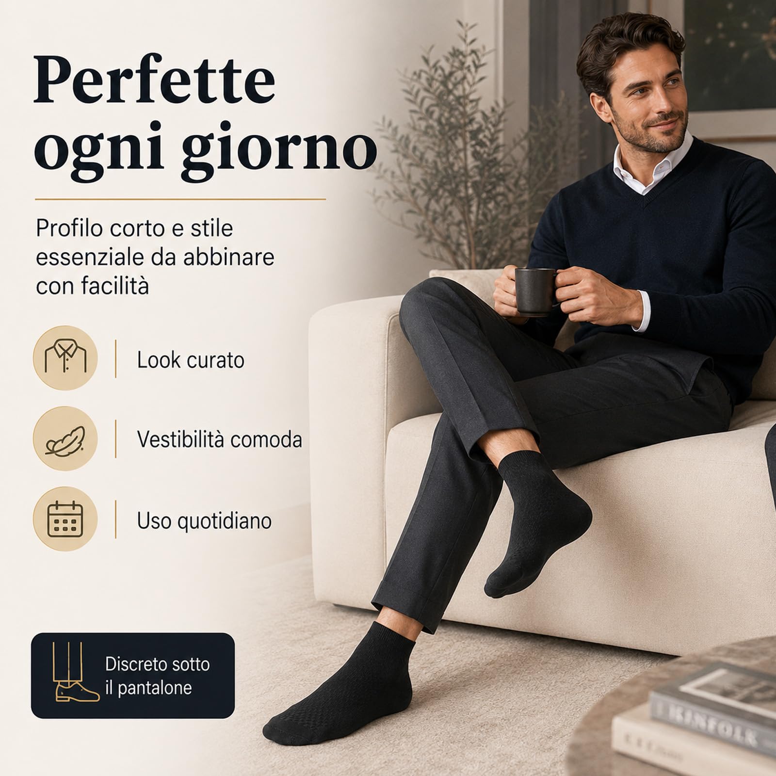 ARCSUN Calzini Lysea Bambù, Elastici Antiscivolo e Anti-odore (10Pezzi)