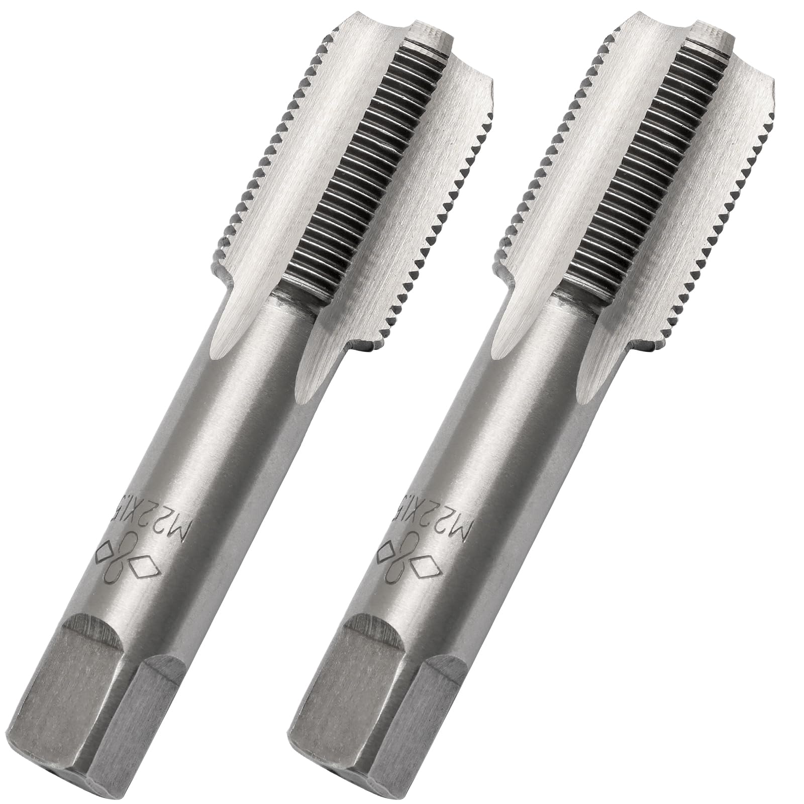 2 PCS M22x1.5 Metric Tap, HSS Thread Tool for Metal Cutting