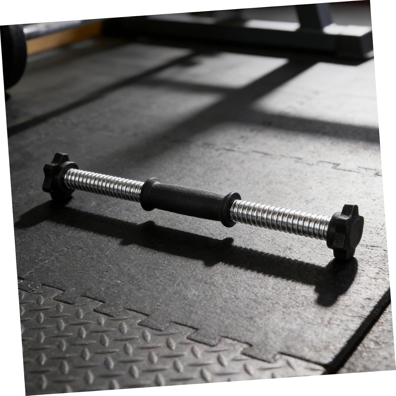 OUNONA 2pcs Threaded Dumbbell Handles with Spinlock Collars Adjustable 16 Inch Steel Dumbbell Bars with Ergonomic Grip for Home Gym Strength Training and Toning Workouts