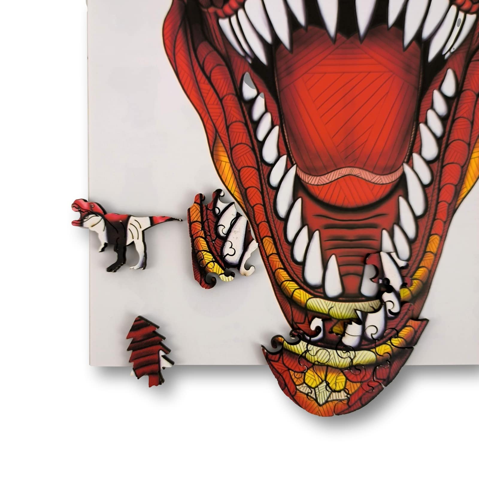ANIWOOD Holzpuzzle Erwachsene Tieren. Gestanzter Deckel, Lebensgroße Puzzle-Box. 3 Schwierigkeitsmodi, dekoratives Element. Einzigartige Puzzleteile (T-Rex, L)