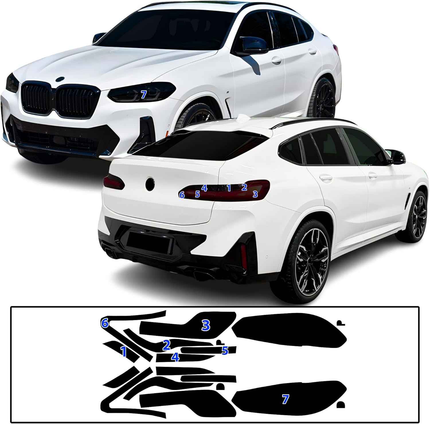 BOGAR TECH DESIGNS Full Headlight Taillight Tint Kit Compatible with BMW X4 2022-2025, Dark Smoke