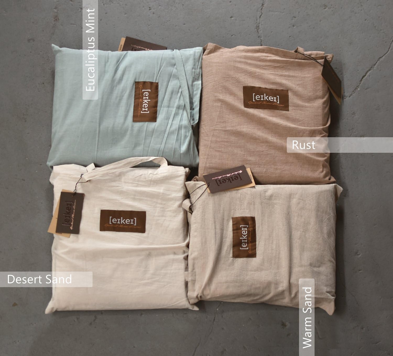 Eikei Washed Cotton Chambray Duvet Cover Solid Color Casual Modern Style Bedding Set Relaxed Soft Feel Natural Wrinkled Look (King, Desert Sand) King Desert Sand