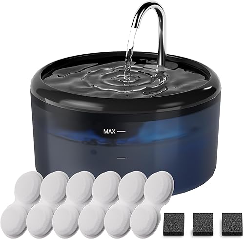 Miniatura 12 de Fuente de agua para gatos para interiores: 2.4L/80oz fuentes para gatos para beber - Cuencos de agua silenciosos para mascotas para gatos en