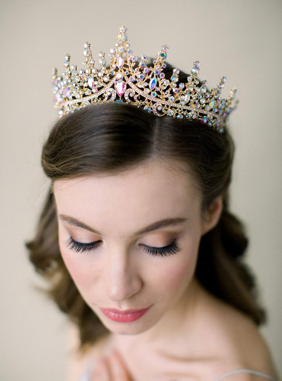 SWEETV Crystal Wedding Tiara for Women, Royal Queen Crown Headband, Rhinestone Princess Hair Accessories for Prom Birthday - Image 2